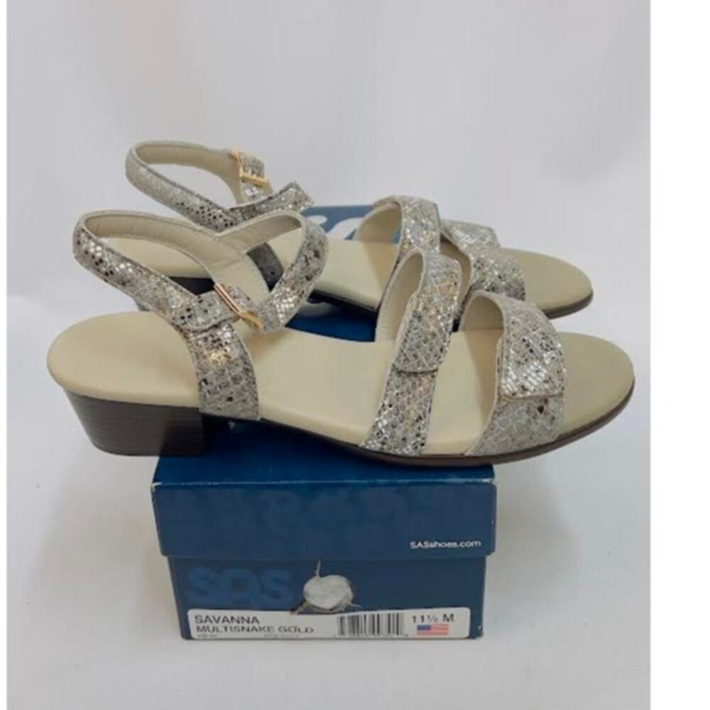 NWB! SAS‎ Women's Savanna Sandals Multi/Snake Gold 11.5 M (B)